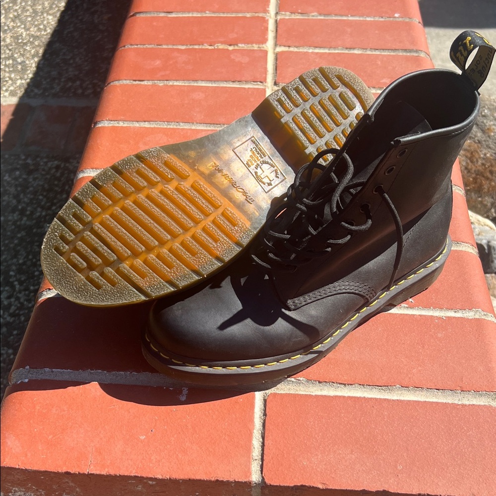 Dr. Martens Black Boots with Yellow Stitching
